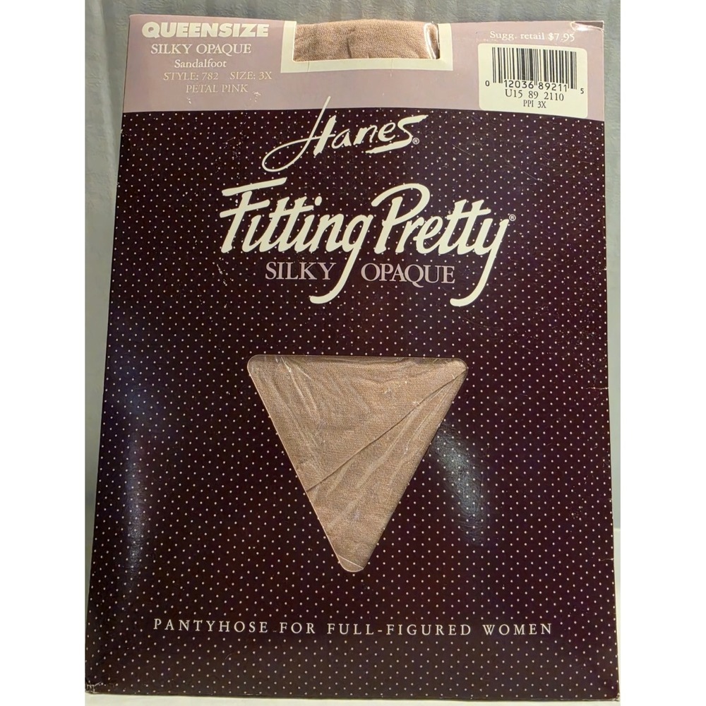 Hanes Queensize Fitting Pretty Silky Opaque Pantyhose Petal Pink Size 3X